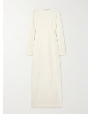 Gabriela Hearst Carlota Cape-Effect Pleated Silk And Wool-Blend Gown - Natural