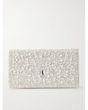Christian Louboutin Bettina Clutch Aus Verziertem Metallic-Leder - Natur