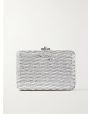 Judith Leiber Slim Slide Silberfarbene Clutch Mit Kristallen - Grau