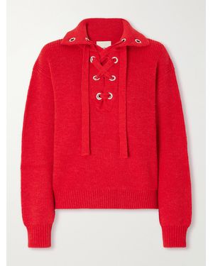 Isabel Marant Ydalia Lace-Detail Wool-Blend Sweater - Red
