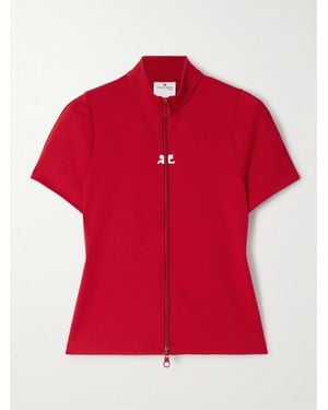 Courreges T-Shirt En Jersey À Fermeture À Glissière Et À Broderie - Rouge