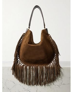 Isabel Marant Oskan Schultertasche Aus Veloursleder Mit Fransen - Braun