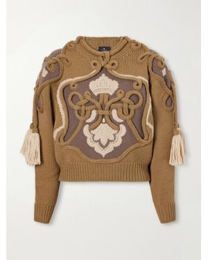 Etro Tasselled Embroidered Wool Jumper - Metallic