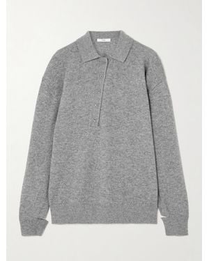 Tibi Oversized Wool And Cashmere-Blend Polo Sweater - Gray