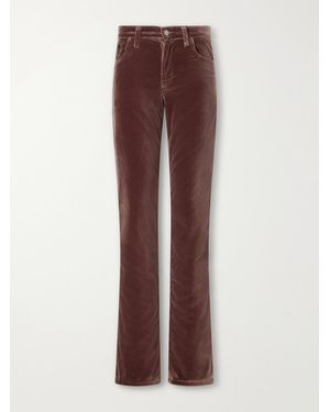 Haikure Carly Cotton-Velvet Mid-Rise Straight-Leg Pants - Brown