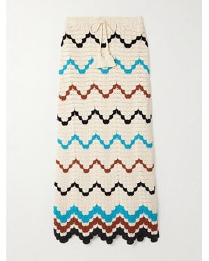 Escvdo Safi Midirock Aus Gehäkelter Baumwolle Mit Wellenkante - Weiß