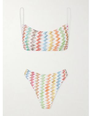Missoni Striped Crochet-Knit Triangle Bikini - White