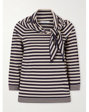 Max Mara Tie-Detailed Striped Jersey Jumper - Grey