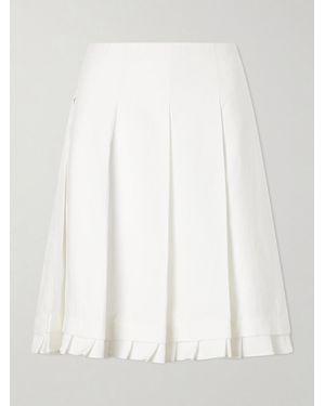 ShuShu/Tong Pleated Linen Midi Skirt - White