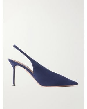 Aquazzura Voltaire 85 Suede Slingback Court Shoes - Blue