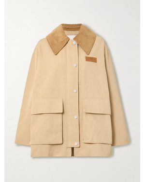 Ganni Jacke Aus Recyceltem Twill Mit Cordbesatz - Natur