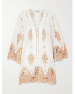 Miguelina Sonnet Broderie Anglaise Linen Coverup - Natural