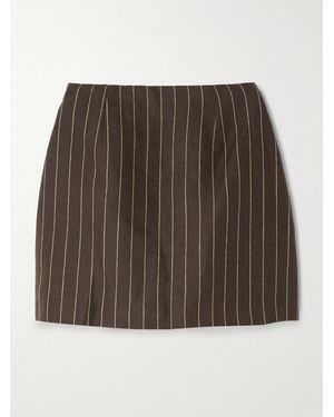 Posse Alice Pinstriped Linen-Twill Mini Skirt - Brown