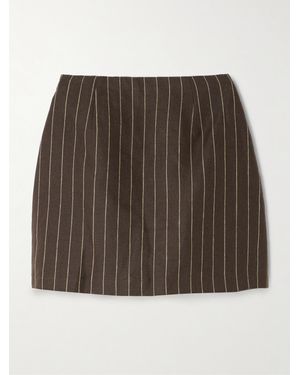 Posse Alice Pinstriped Linen-Twill Mini Skirt - Brown