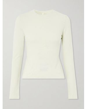 Skims Cotton Jersey Long Sleeve T-Shirt – Bone – Oberteil Aus Stretch-Baumwoll-Jersey - Natur