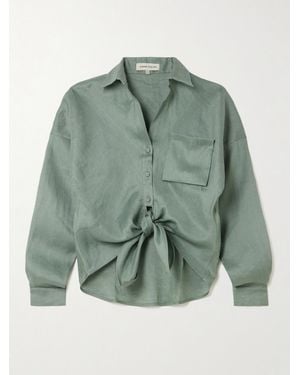 ANDRES OTALORA Reflejos Tie-Front Linen Shirt - Green