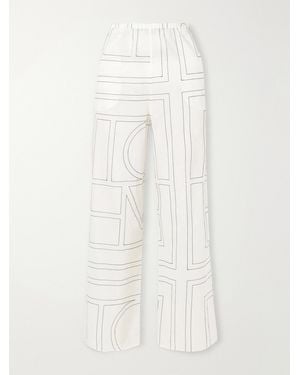 TOTEME Embroidered Organic Cotton And Lyocell-Blend Wide-Leg Trousers - White
