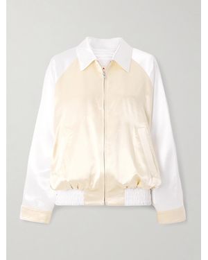 Marni Appliquéd Two-Tone Satin Bomber Jacket - White