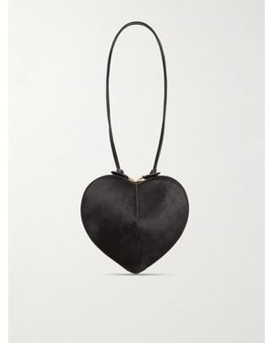 Alaïa Le Coeur Leather-Trimmed Calf Hair Shoulder Bag - White