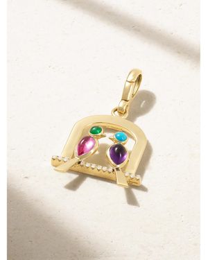 Jenna Blake Love Birds 18-Karat Multi-Stone Pendant - Neutre