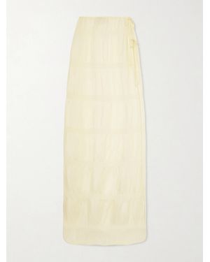 Kiki de Montparnasse Smocked Silk-Blend Maxi Skirt - Natural
