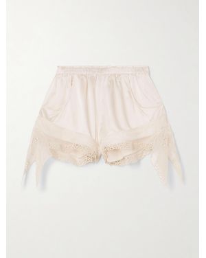 Isabel Marant Ildana Lace-Trimmed Stretch Silk-Blend Satin Shorts - Natural