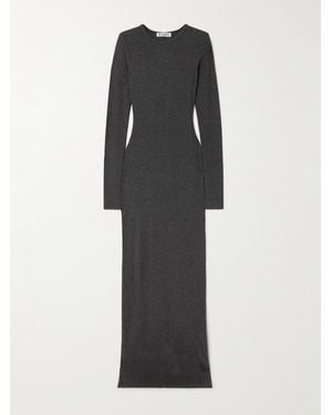 ÉTERNE Long Sleeved Crew Neck Ribbed Stretch-Jersey Maxi Dress - Black