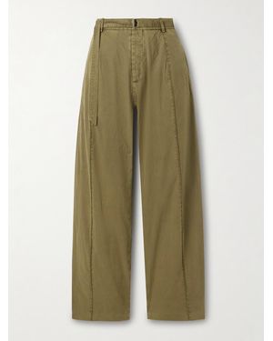 Co. Belted Paneled Tton Wide-Leg Pants - Green