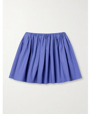Brandon Maxwell The Hadley Gathered Cotton-Blend Poplin Mini Skirt - Blue