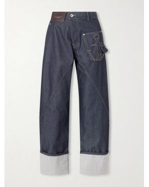 JW Anderson High-Rise Embroidered Wide-Leg Jeans - Blue