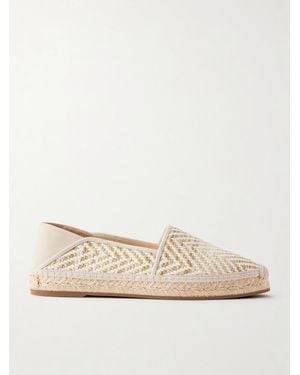 Manolo Blahnik Espadra Suede-Trimmed Woven Raffia Espadrilles - Natural