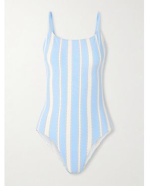 lemlem Elene Gestreifter Badeanzug - Blau