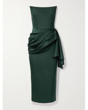 Alex Perry Trägerloses Midikleid Aus Glänzendem Crêpe Mit Raffungen - Grün