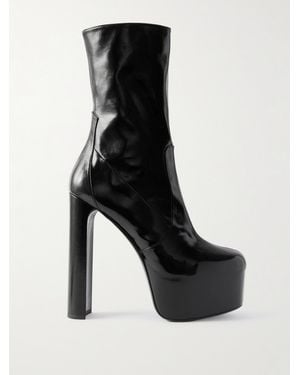 Saint Laurent Billy Paneled Leather Boots - Black