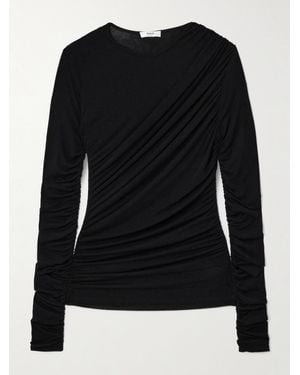 Agolde Tania Draped Stretch-Tencel Lyocell Jersey Top - Black
