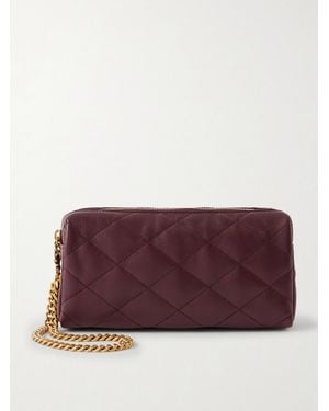 Saint Laurent Cassandre Bijou Quilted Textured-Leather Pouch - Purple