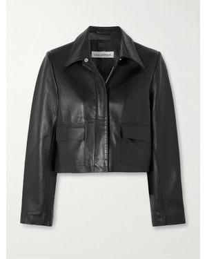 Nour Hammour Bleeker Cropped Paneled Leather Jacket - Black
