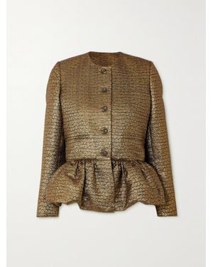 LIBEROWE Net Sustain Crystal-Embellished Metallic Jacquard Peplum Jacket - Green