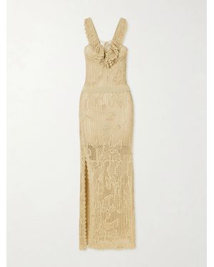 Isabel Marant Ornella Embellished Crocheted Cotton-Blend Midi Dress - Natural