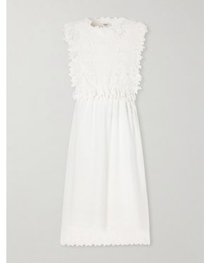 Sea Eleannora Lace-Trimmed Cotton-Voile Midi Dress - White