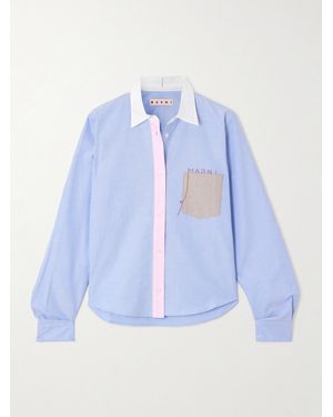 Marni Hemd Aus Baumwoll-Oxford Mit Stickerei - Blau