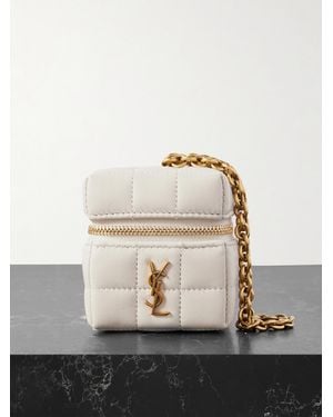 Saint Laurent Cassandre Matelassé Mini Quilted Leather Pouch - Natural