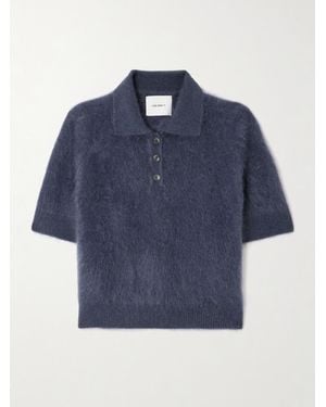 Lisa Yang Carolyn Brushed-Organic Cashmere Polo Shirt - Blue