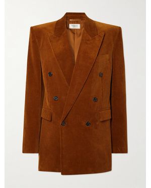 Saint Laurent Doppelreihiger Blazer Aus Baumwollcord - Braun