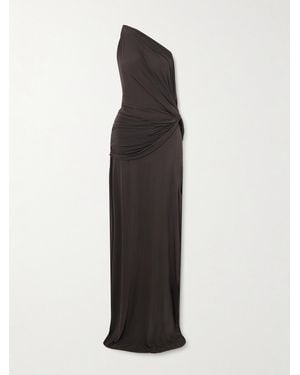 Alex Perry One-Shoulder Draped Stretch-Jersey Gown - White