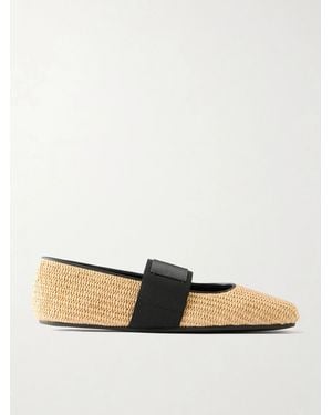 Givenchy Logo-Appliquéd Raffia Ballerina Flats - Natural