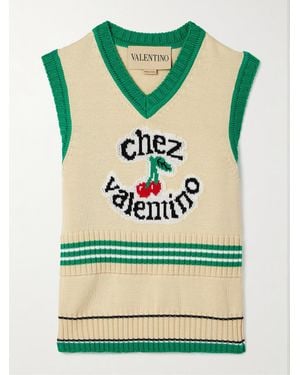 Valentino Garavani Intarsia-Knit Cotton Vest - Green