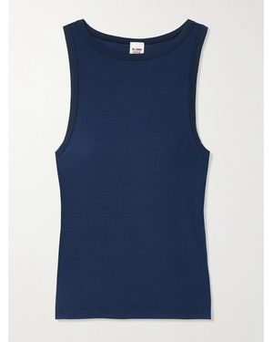 RE/DONE Hanes Ribbed Stretch-Modal Tank - Blue