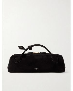 Alaïa Le Teckel Leather-Trimmed Suede Clutch - Schwarz