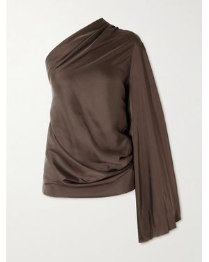 Rick Owens Asymmetrische Bluse Aus Satin Mit Raffungen - Braun